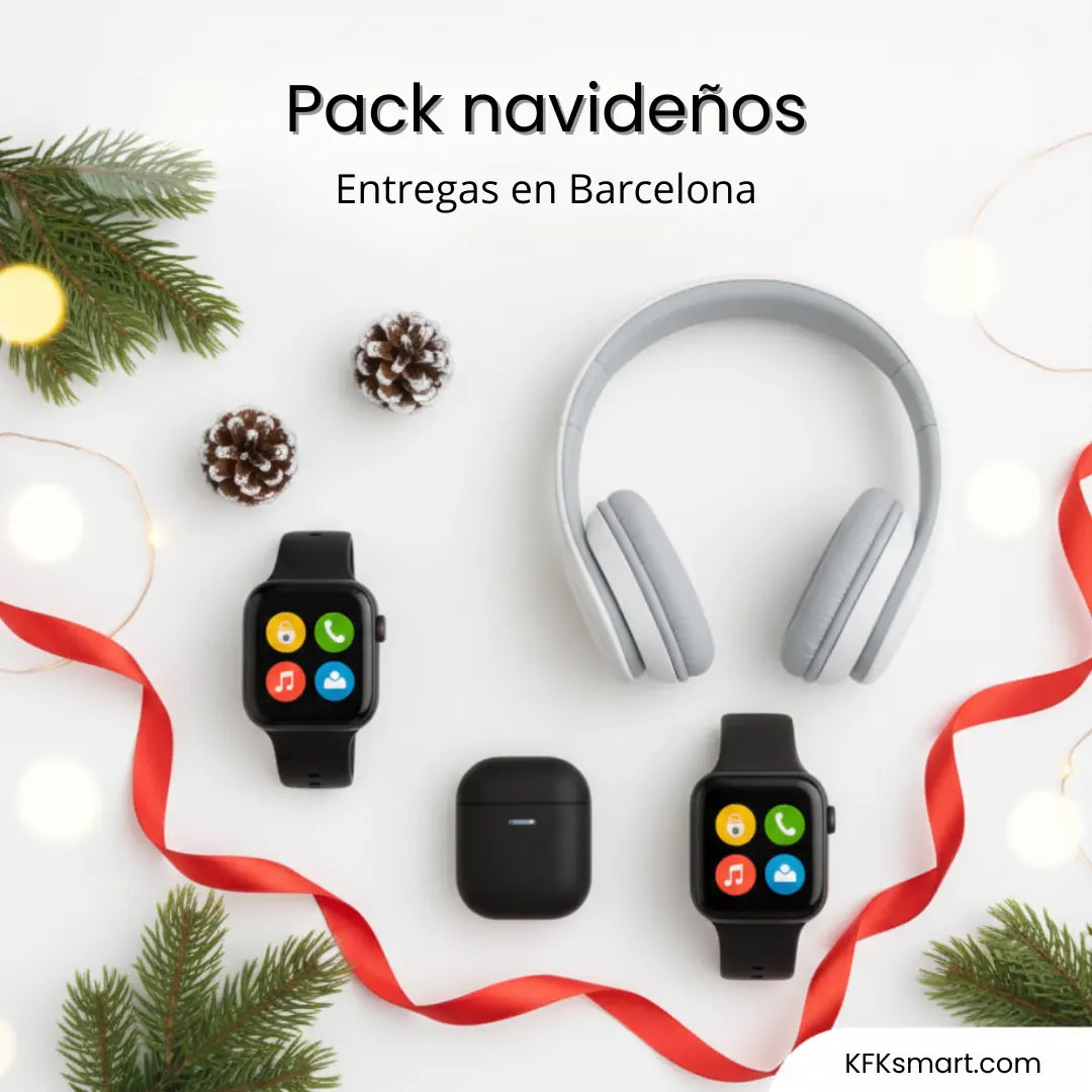Packs navideños de gadgets KFKsmart con entrega en mano en Barcelona.