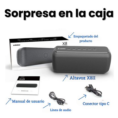 Altavoz 60W Modelo X8ii Bluetooth 5.0 con Batería de 6600mAh - IPX5 Resistente al Agua