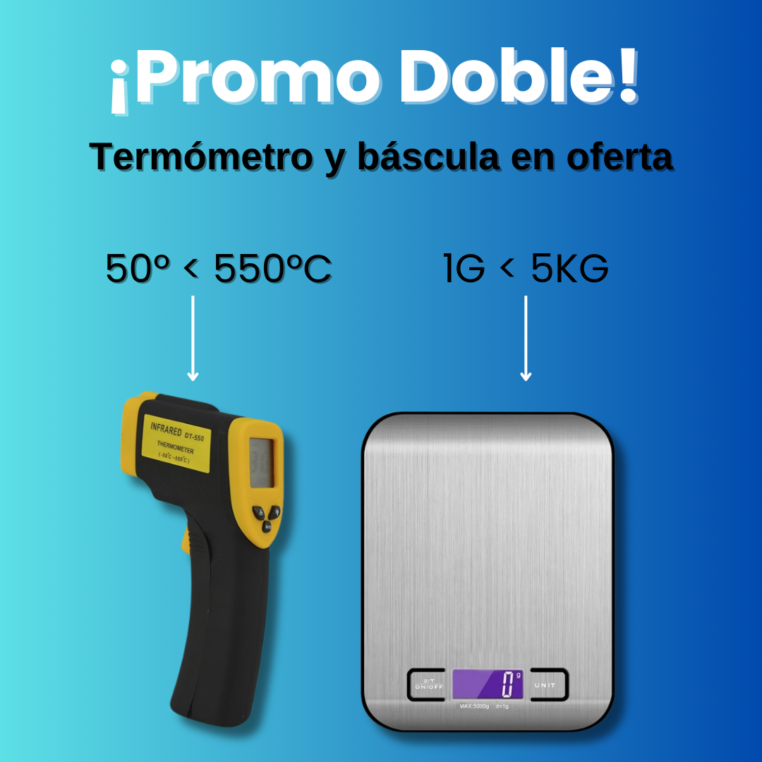 Promoción Exclusiva en Herramientas de Medición y Cocina! Termómetro Infrarrojo y Báscula Digital