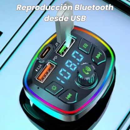 Transmisor FM Reproductor MP3 para Coche con 2 Puertos USB y Pantalla LCD