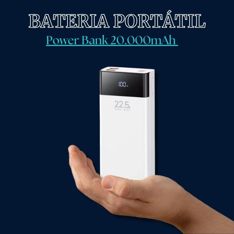 Power Bank 20000mAh con Pantalla Digital, Salida Tipo C y Doble USB, 20W - KFKsmart