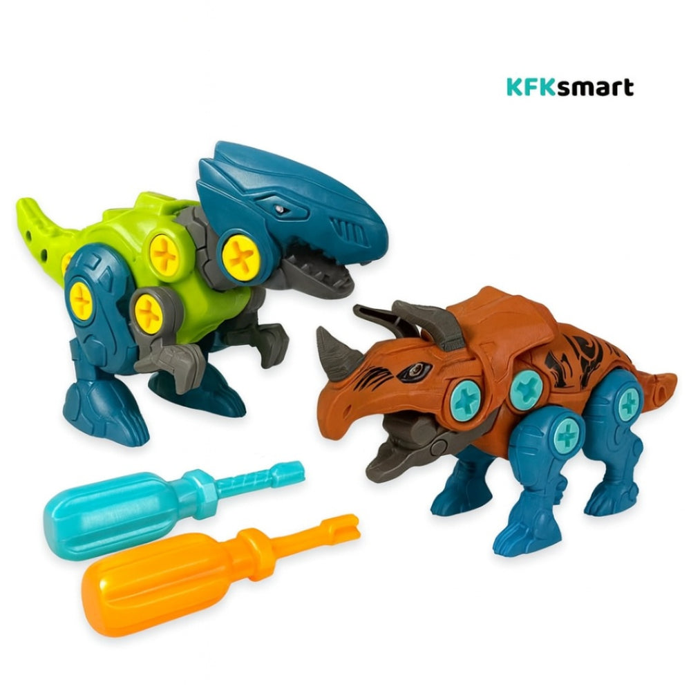 Caja de dinosaurios transformables con destornilladores