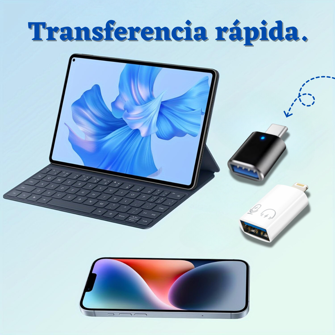 Adaptador USB Tipo C a USB A y Lightning USB A OTG Conexión Versátil y Duradera