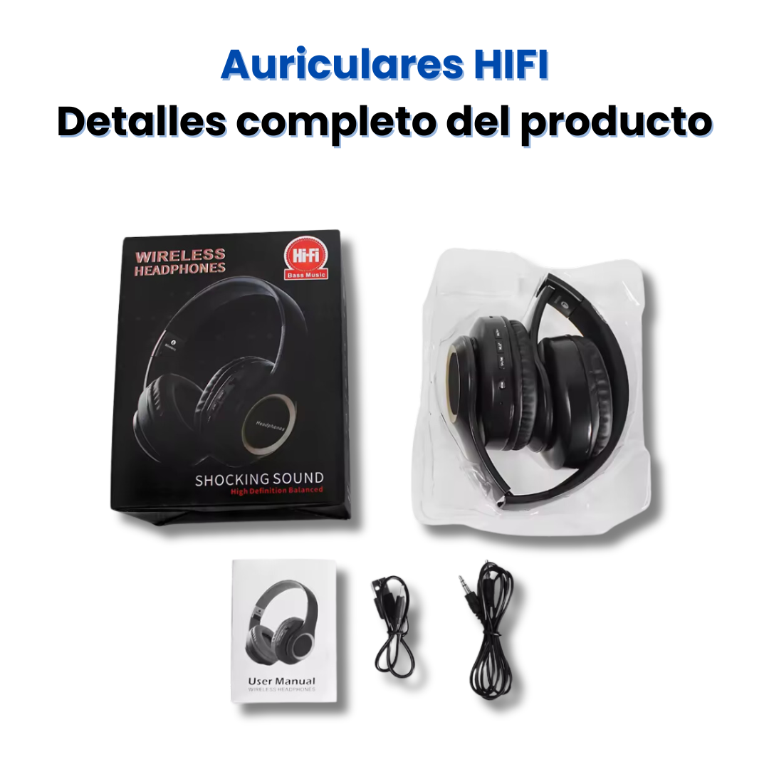 Auriculares Inalámbricos HIFI con Bluetooth 5.1 y 15 Horas de Reproducción, Ligeros, comodos y plegables