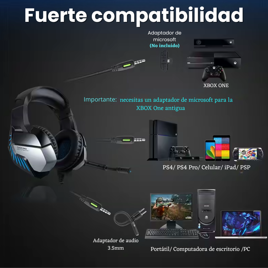 Auricular Gamer K5 PRO - Jack 3.5mm con Control de Volumen y Micrófono