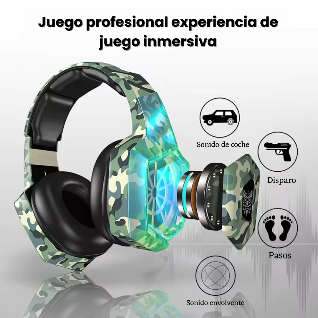 Auriculares Gamer ONIKUMA K8 Camuflado con Luz LED y Cancelación de Ruido