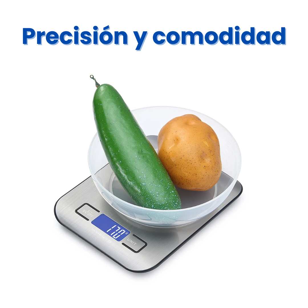 Báscula de Cocina Digital 5 kg, Pantalla LCD, Función Tara y Medición Precisa