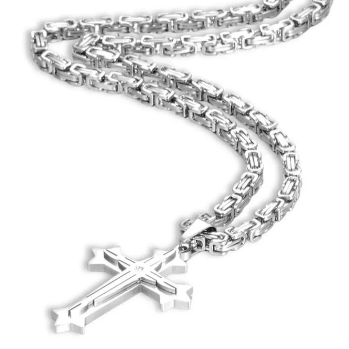 Joya cristiana moderna con cruz y cadena de 55 cm