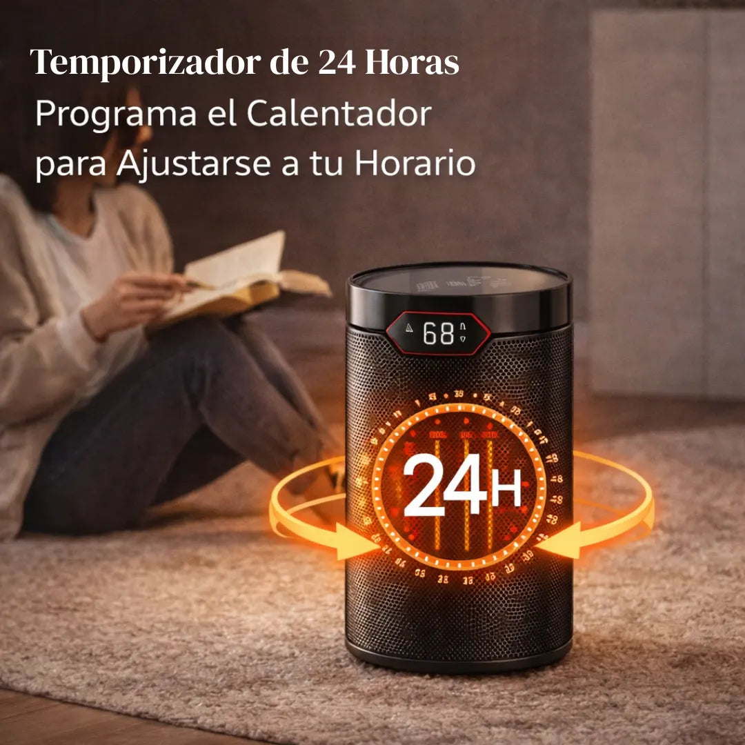 Calefactor Eléctrico PTC 1500W con Termostato y Temporizador 24H