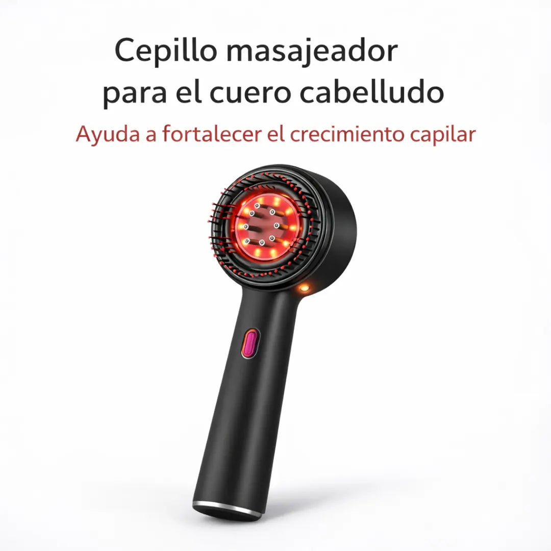 Cepillo masajeador de cuero cabelludo con luz LED roja
