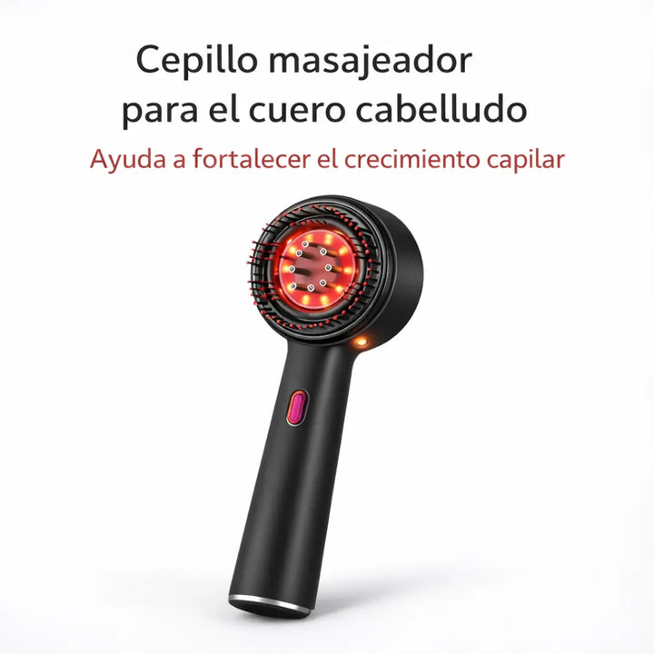 Cepillo masajeador de cuero cabelludo con luz LED roja