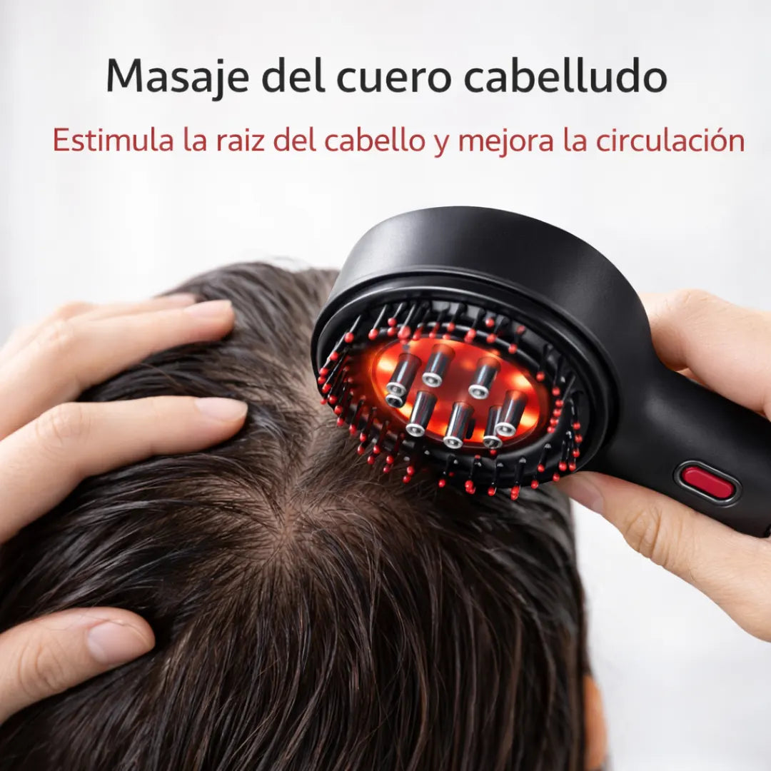 Cepillo masajeador capilar con luz LED 630 nm