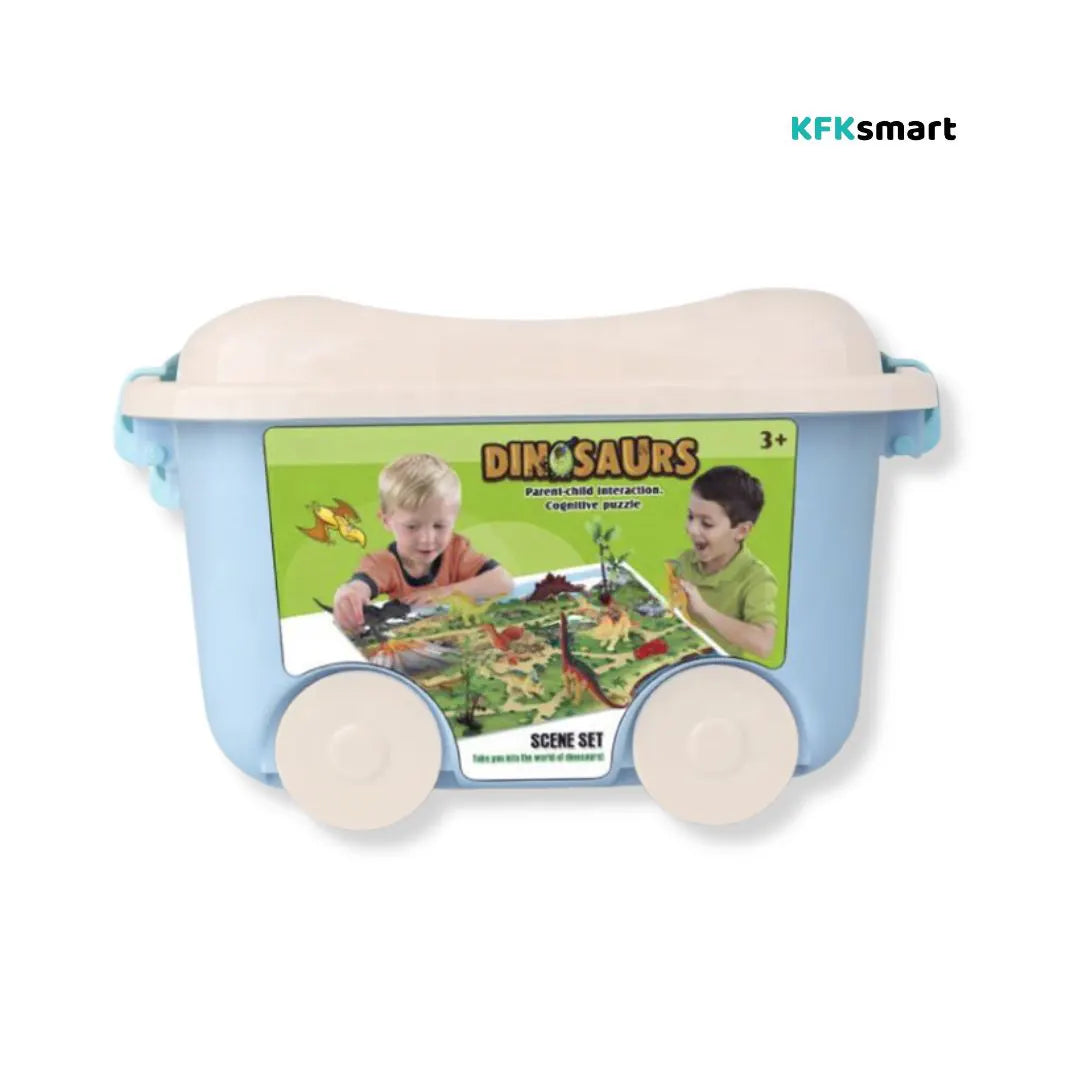 Tapete de juego con dinosaurios y paisaje interactivo para niños