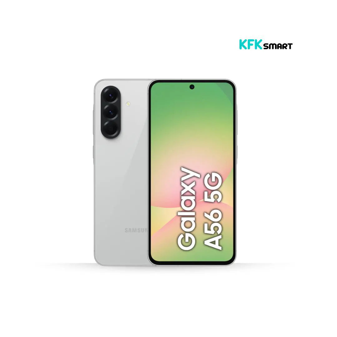 Samsung Galaxy A56 5G gris claro con triple cámara y 256GB