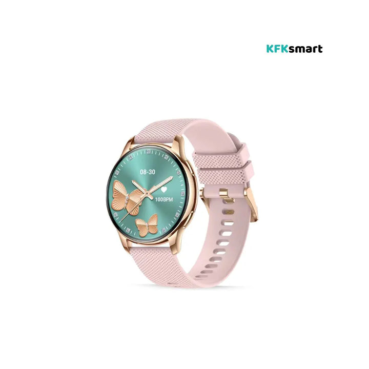 Reloj digital rosa con funciones deportivas y diseño moderno