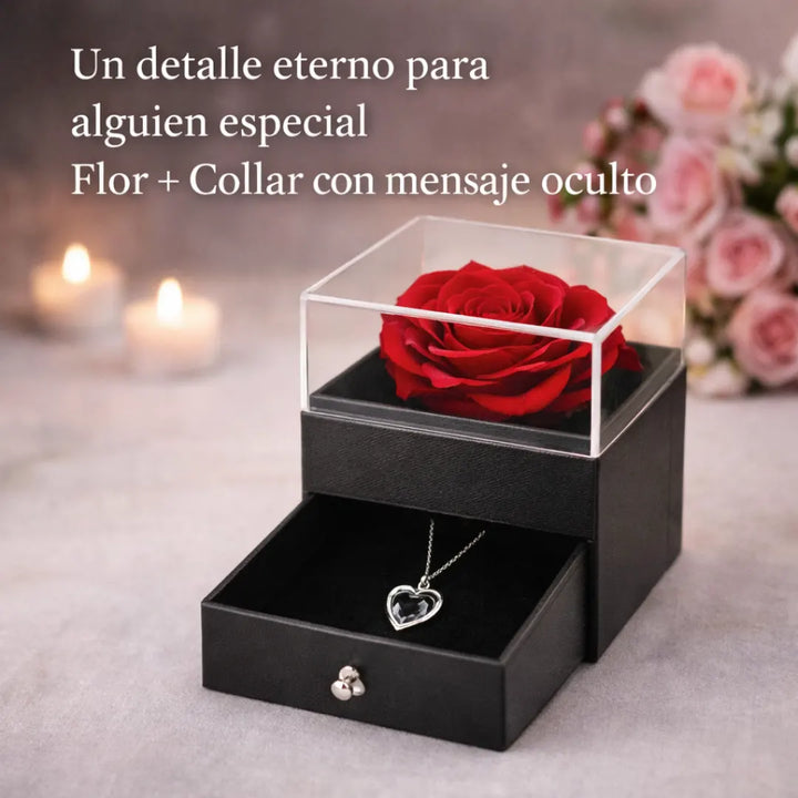 Rosa eterna en caja de acrílico