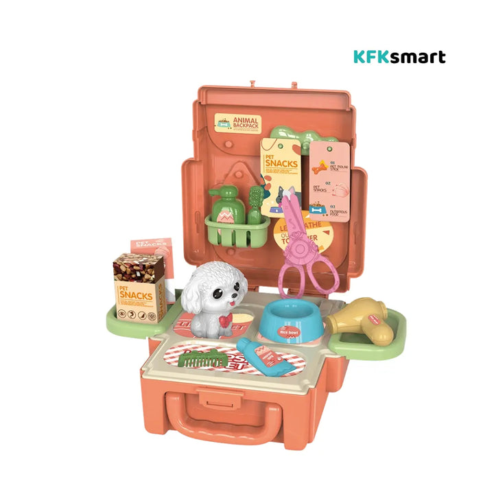 Set cuidado de mascotas con mochila para niños unisex