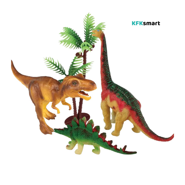 Set de dinosaurios educativos para niños con figuras y palmeras