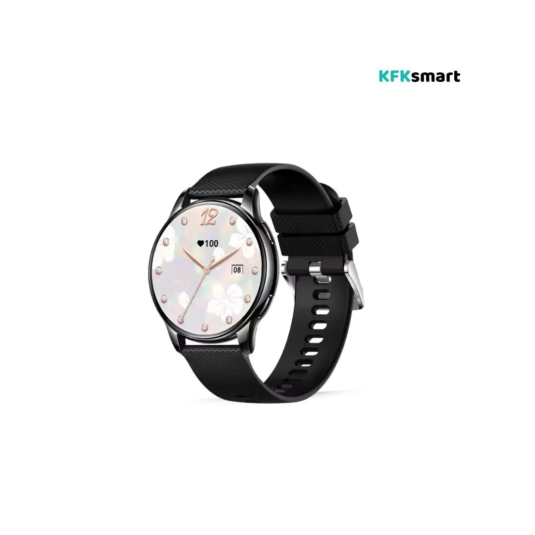 Reloj inteligente rosa unisex con pantalla táctil y correa de caucho