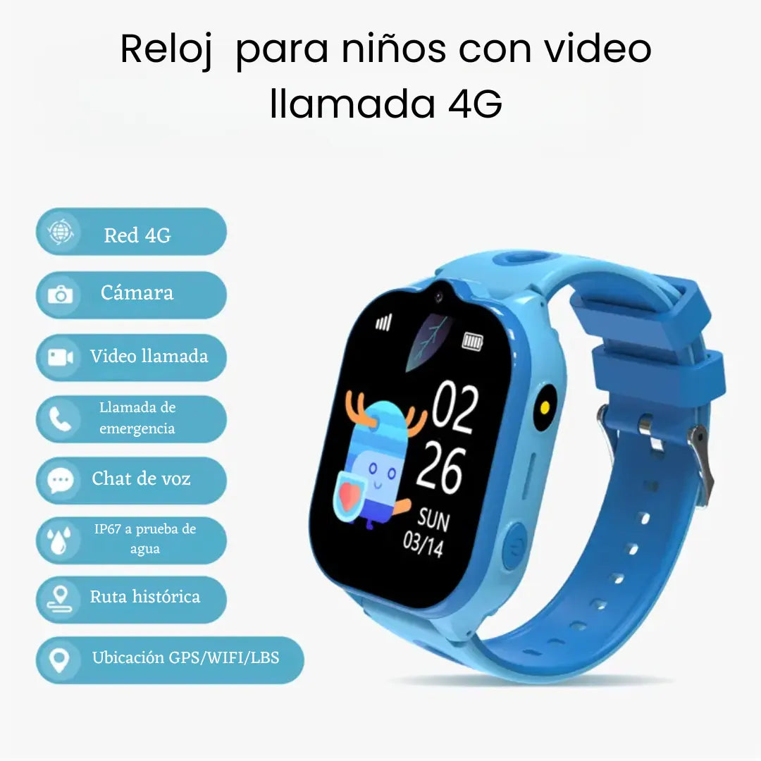 Smartwatch con videollamada y rastreo en tiempo real.